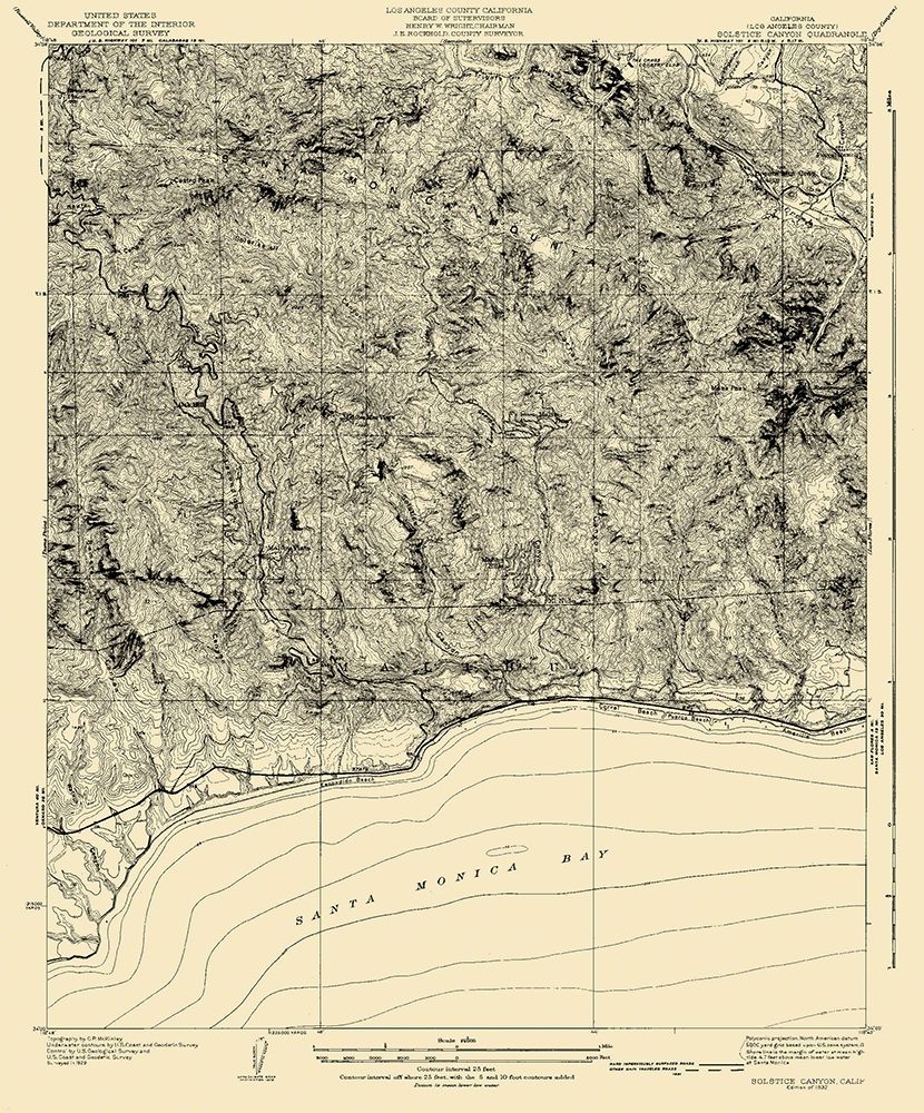 Solstice Canyon California Quad - USGS 1932 art print by USGS for $57.95 CAD