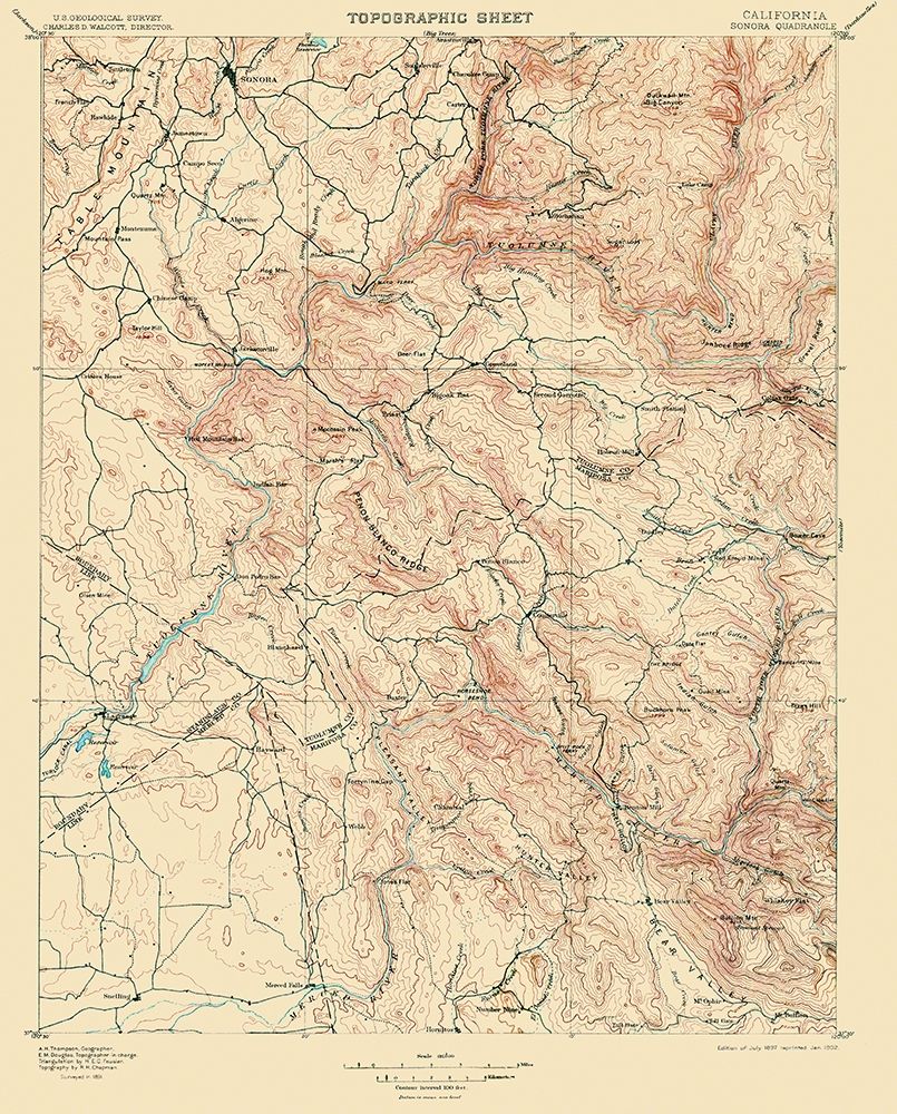 Sonora California Quad - USGS 1897 art print by USGS for $57.95 CAD
