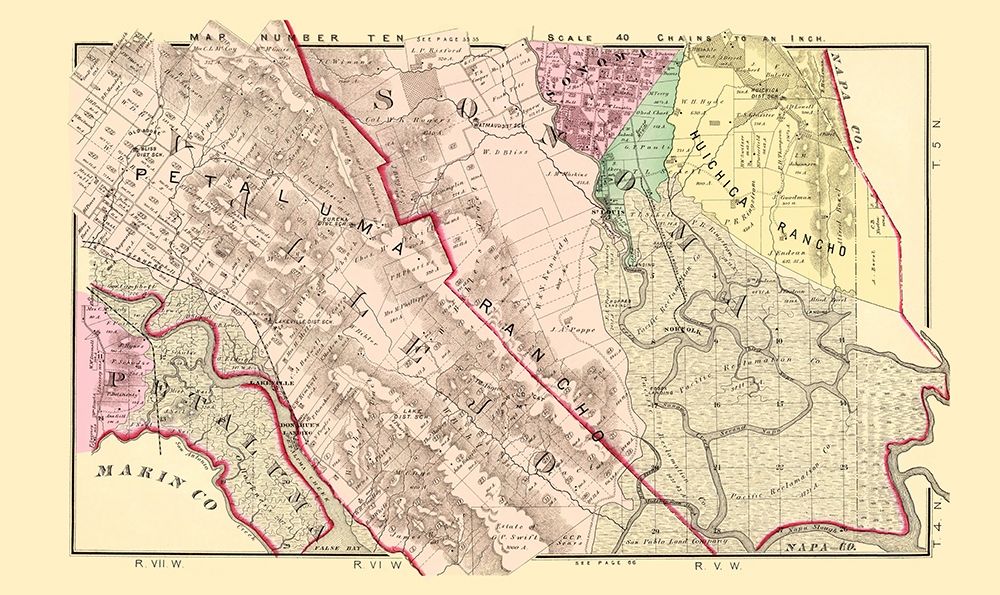 Sonoma  South California Landowner - Thompson 1877 art print by Thompson for $57.95 CAD