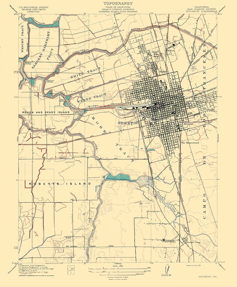 Stockton California Quad - USGS 1913 art print by USGS for $57.95 CAD