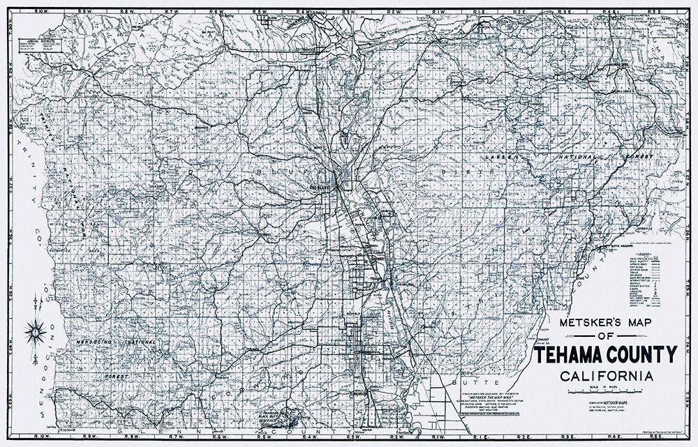 Tehama California Landowner - Metsker 1929 art print by Metsker for $57.95 CAD
