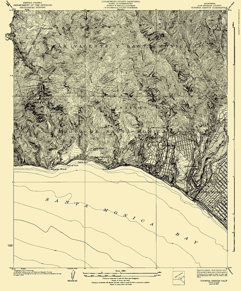 Topanga Canyon California Quad - USGS 1926 art print by USGS for $57.95 CAD