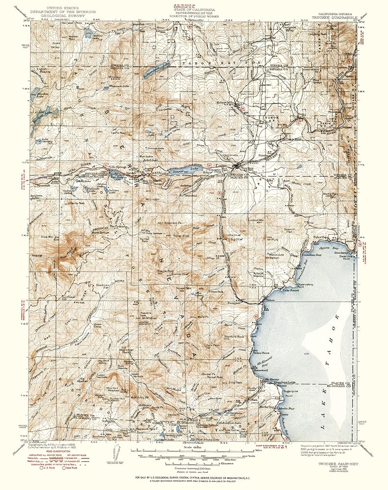 Truckee California Quad - USGS 1940 art print by USGS for $57.95 CAD