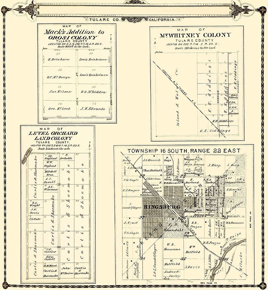 Tulare  Colonies California - Thomas 1892 art print by Thomas for $57.95 CAD