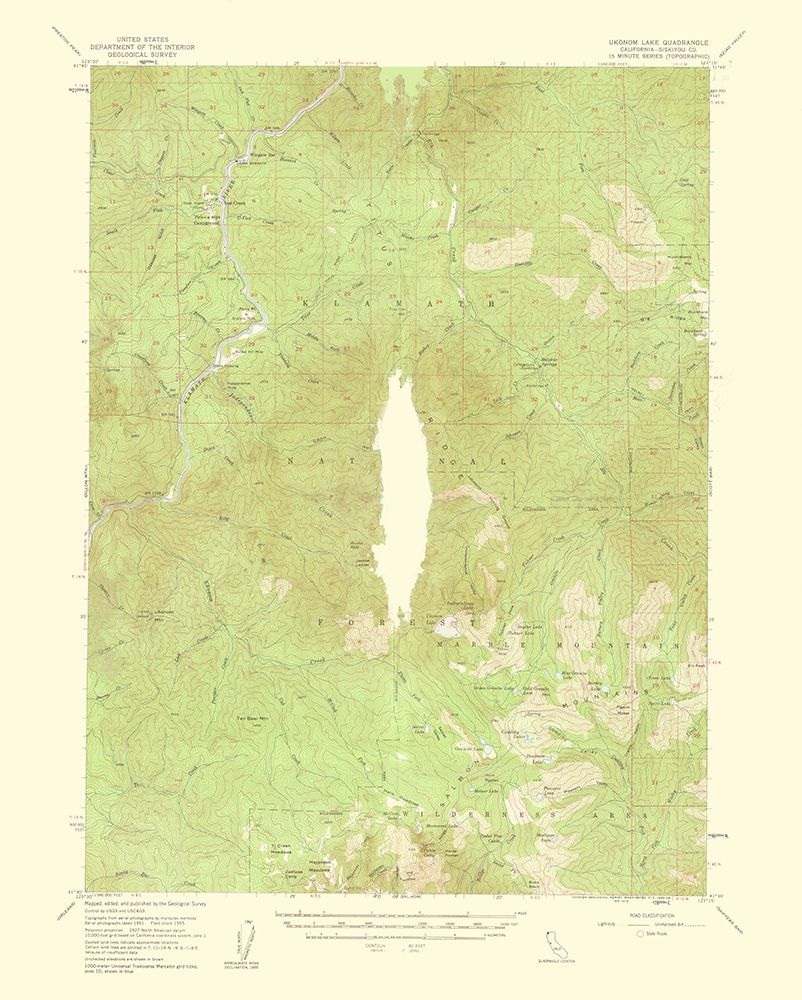 Ukonom Lake California Quad - USGS 1956 art print by USGS for $57.95 CAD