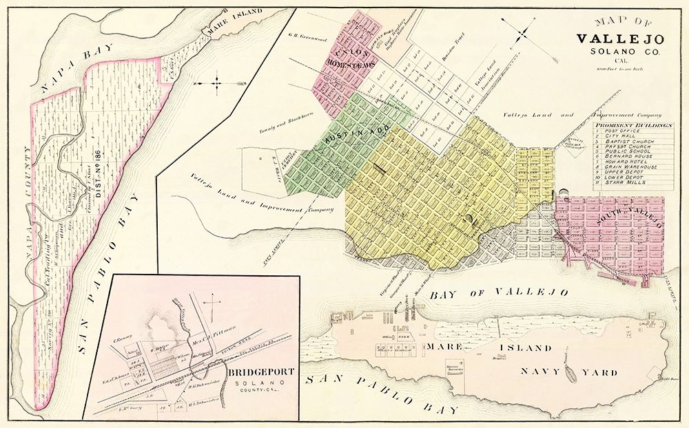 Vallejo California Landowner - Thompson  1878 art print by Thompson for $57.95 CAD