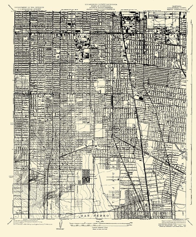 Watts California Quad - USGS 1934 art print by USGS for $57.95 CAD