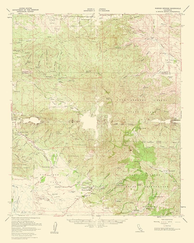 Warner Springs California Quad - USGS 1961 art print by USGS for $57.95 CAD