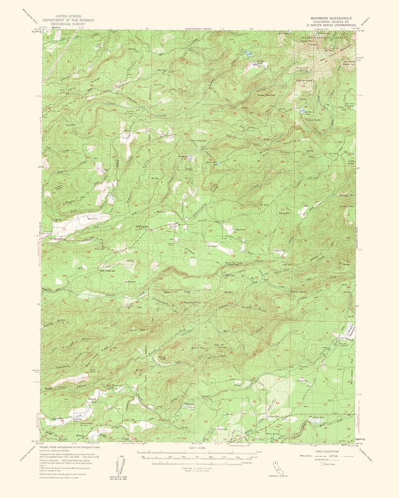Whitmore California Quad - USGS 1956 art print by USGS for $57.95 CAD