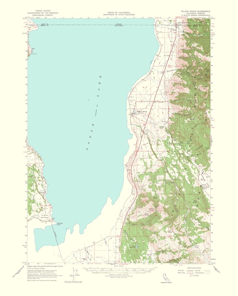 Willow Ranch California Oregon Quad - USGS 1956 art print by USGS for $57.95 CAD