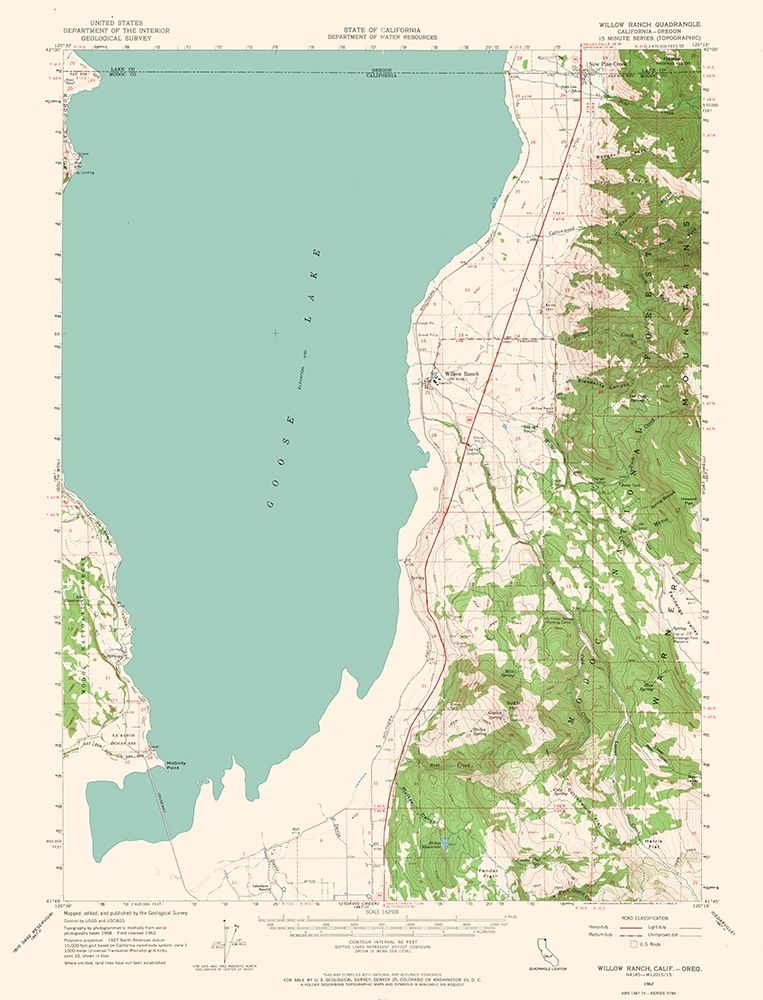 Willow Ranch California Quad - USGS 1962 art print by USGS for $57.95 CAD