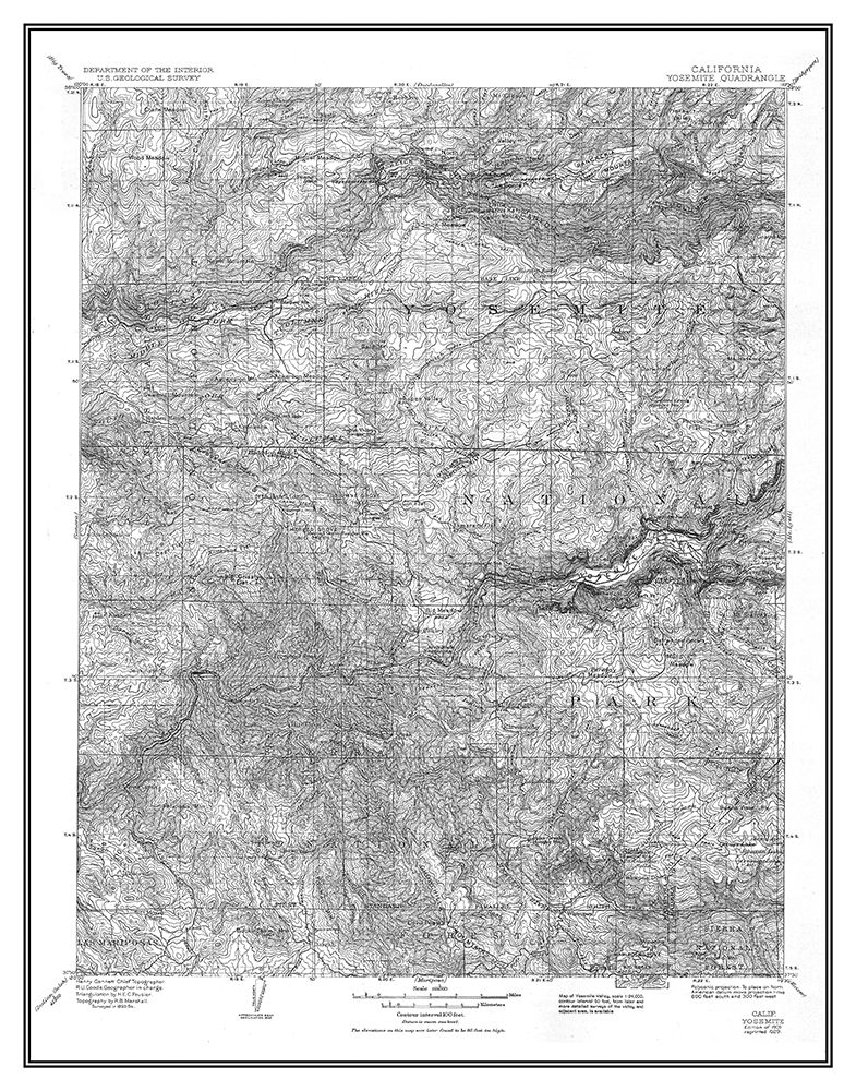Yosemite California Quad - USGS 1909 art print by USGS for $57.95 CAD