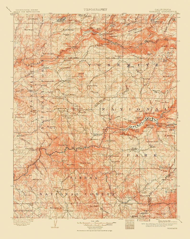 Yosemite California Quad - USGS 1911 art print by USGS for $57.95 CAD