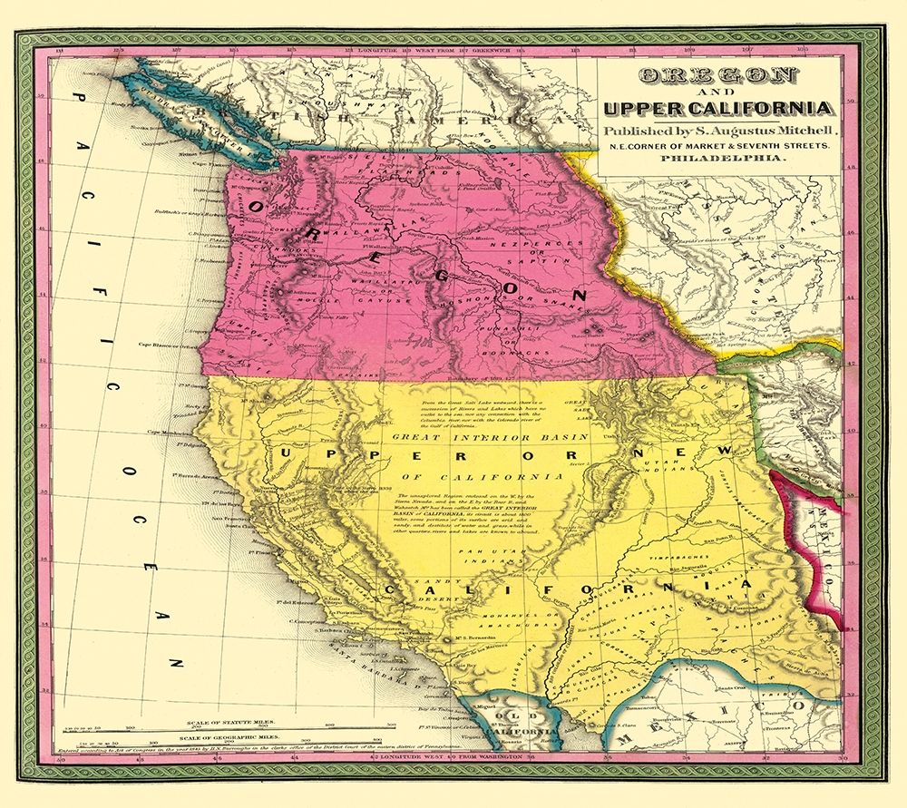 California, Oregon - Mitchell 1846 art print by Mitchell for $57.95 CAD