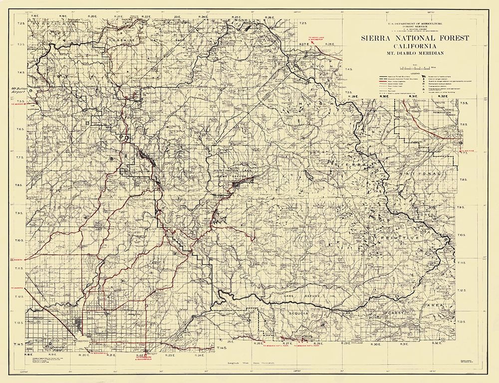 Sierra National Forest, California - USFS 1938 art print by USFS for $57.95 CAD