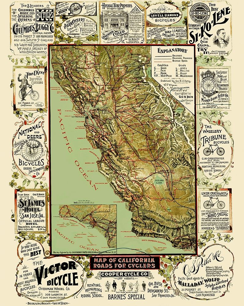 Roads For Cyclers - Blum 1892 art print by Blum for $57.95 CAD