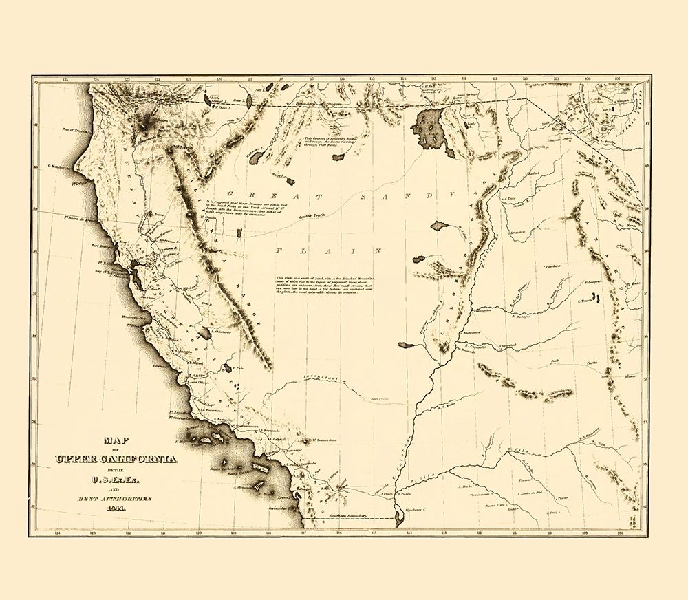 Upper California Territory Exploration - Lea 1844 art print by Lea for $57.95 CAD