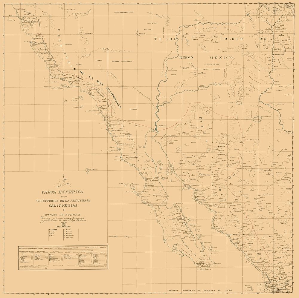 California, Part of New Mexico - Narvaes 1823 art print by Narvaes for $57.95 CAD