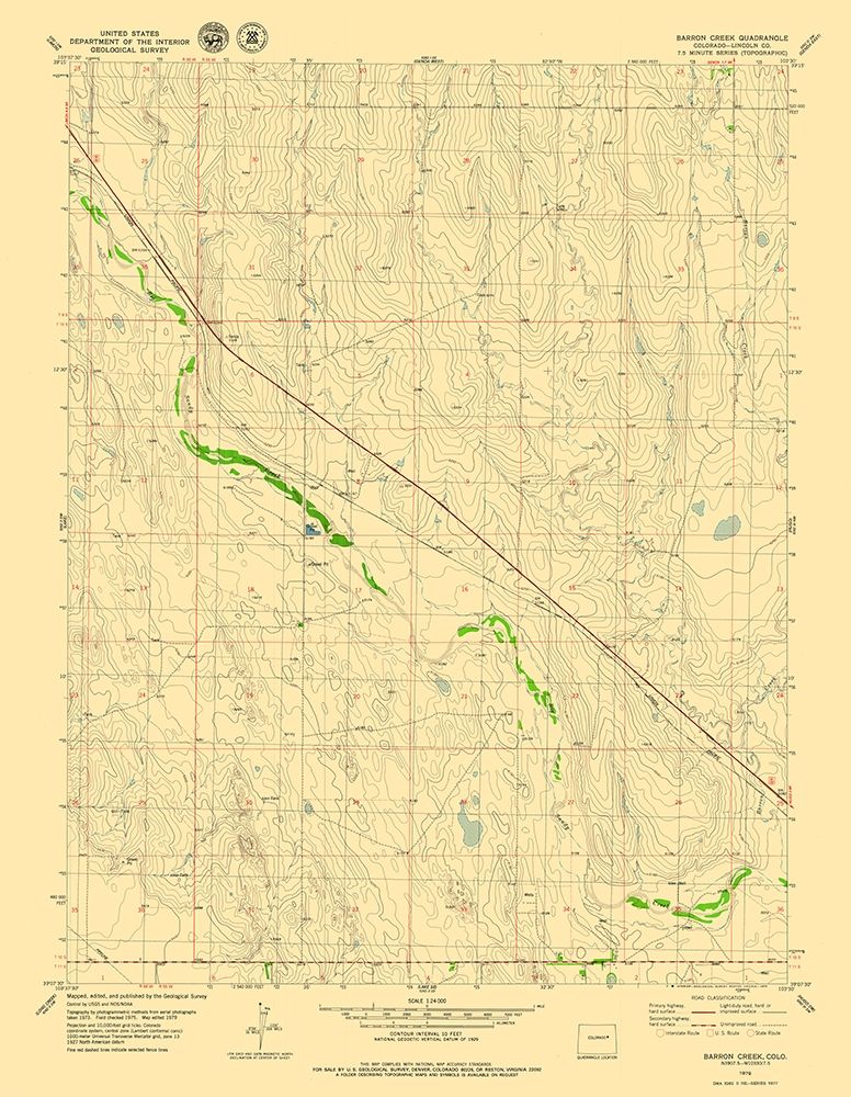 Barron Creek Colorado Quad - USGS 1979- 23 x 29.66 art print by USGS for $57.95 CAD