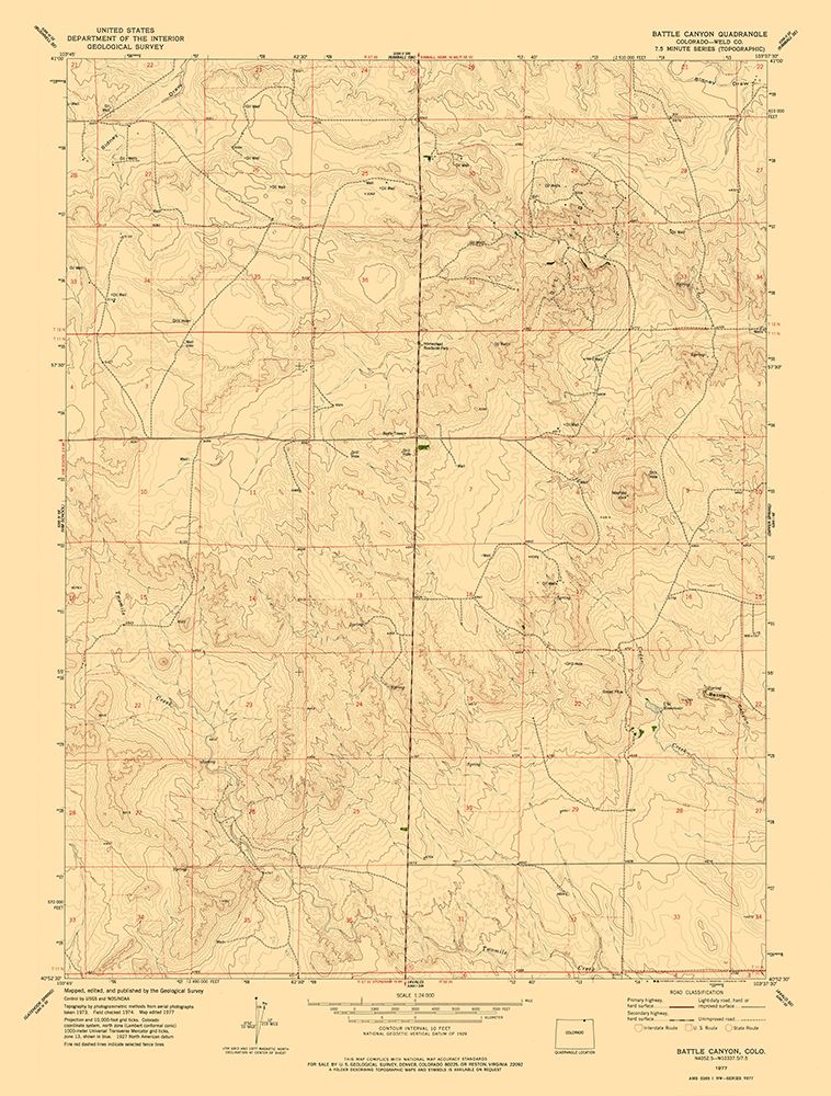 Battle Canyon Colorado Quad - USGS 1977 art print by USGS for $57.95 CAD