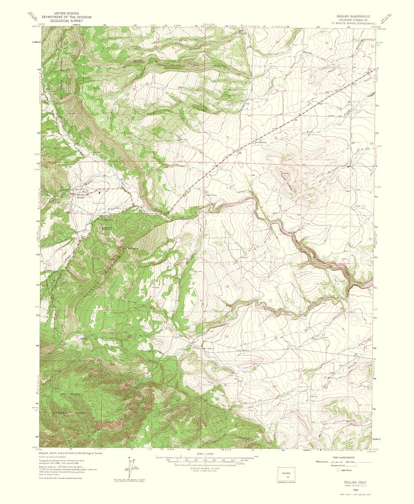Beulah Colorado Quad - USGS 1966 art print by USGS for $57.95 CAD