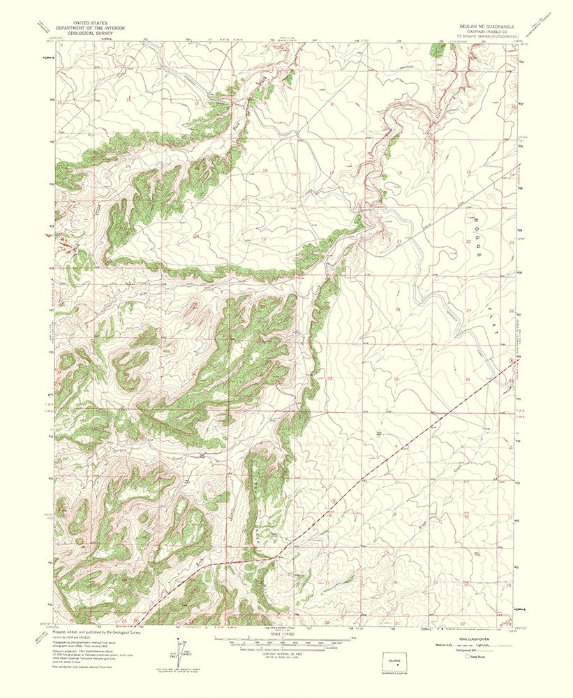 Beulah Colorado Quad - USGS 1965 art print by USGS for $57.95 CAD