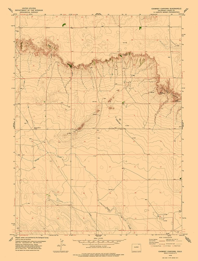 Chimney Canyon Colorado Quad - USGS 1978 art print by USGS for $57.95 CAD