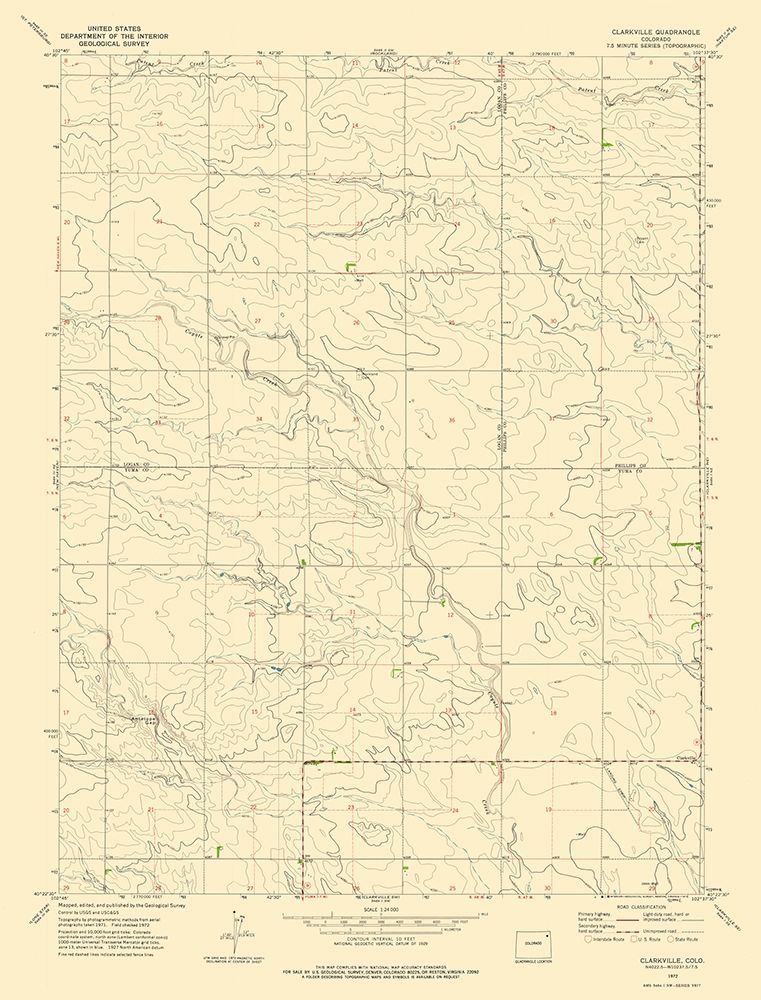 Clarkville Colorado Quad - USGS 1972 art print by USGS for $57.95 CAD