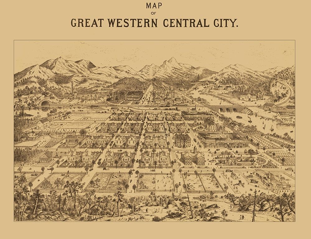 Great Western Central City Colorado - Kohfahl 1887 art print by Kohfahl for $57.95 CAD