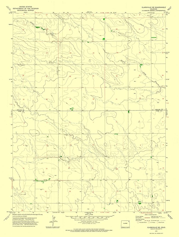 Clarkville NE Colorado Quad - USGS 1971 art print by USGS for $57.95 CAD