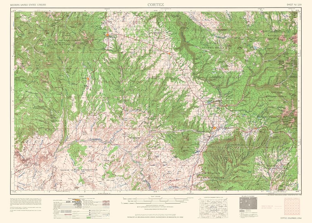Cortez Colorado Quad - USGS 1961 art print by USGS for $57.95 CAD