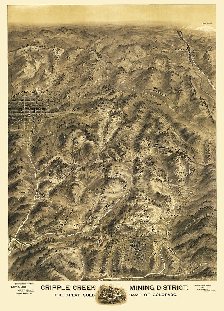 Cripple Creek Colorado - Amerine 1895 art print by Amerine for $57.95 CAD