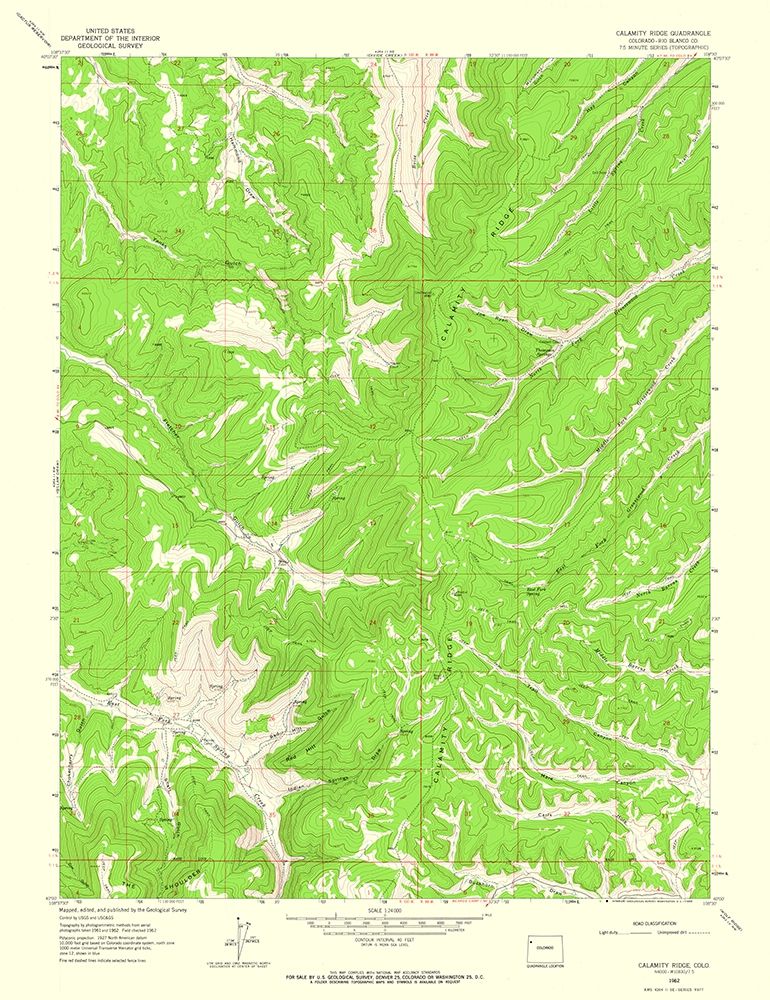 Calamity Ridge Colorado Quad - USGS 1962 art print by USGS for $57.95 CAD