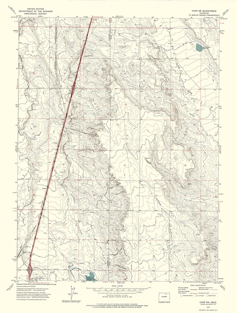 Carr SW Colorado Quad - USGS 1972 art print by USGS for $57.95 CAD