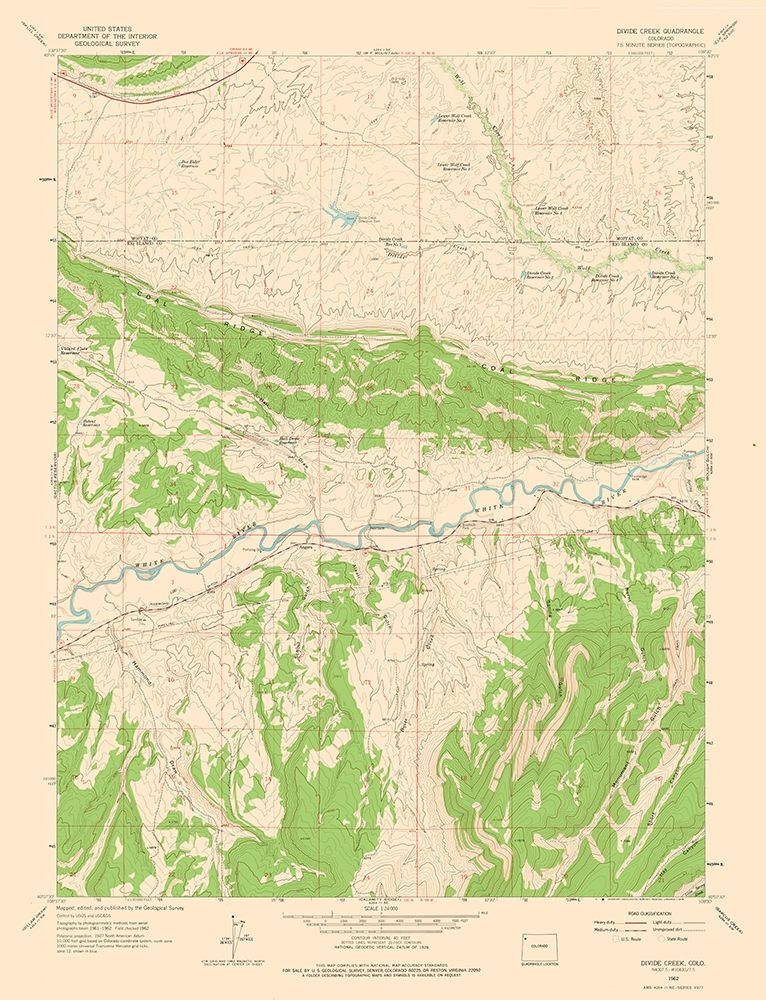 Divide Creek Colorado Quad - USGS 1962 art print by USGS for $57.95 CAD