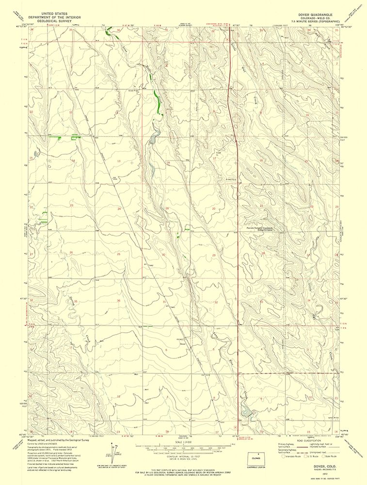 Dover Colorado Quad - USGS 1972 art print by USGS for $57.95 CAD