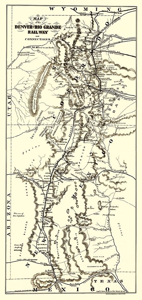 Denver and Rio Grande Railroad 1873 art print by Am Photo Litho for $57.95 CAD
