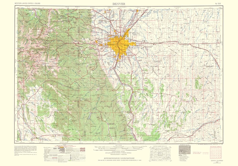 Denver Colorado Sheet - USGS 1966 art print by USGS for $57.95 CAD