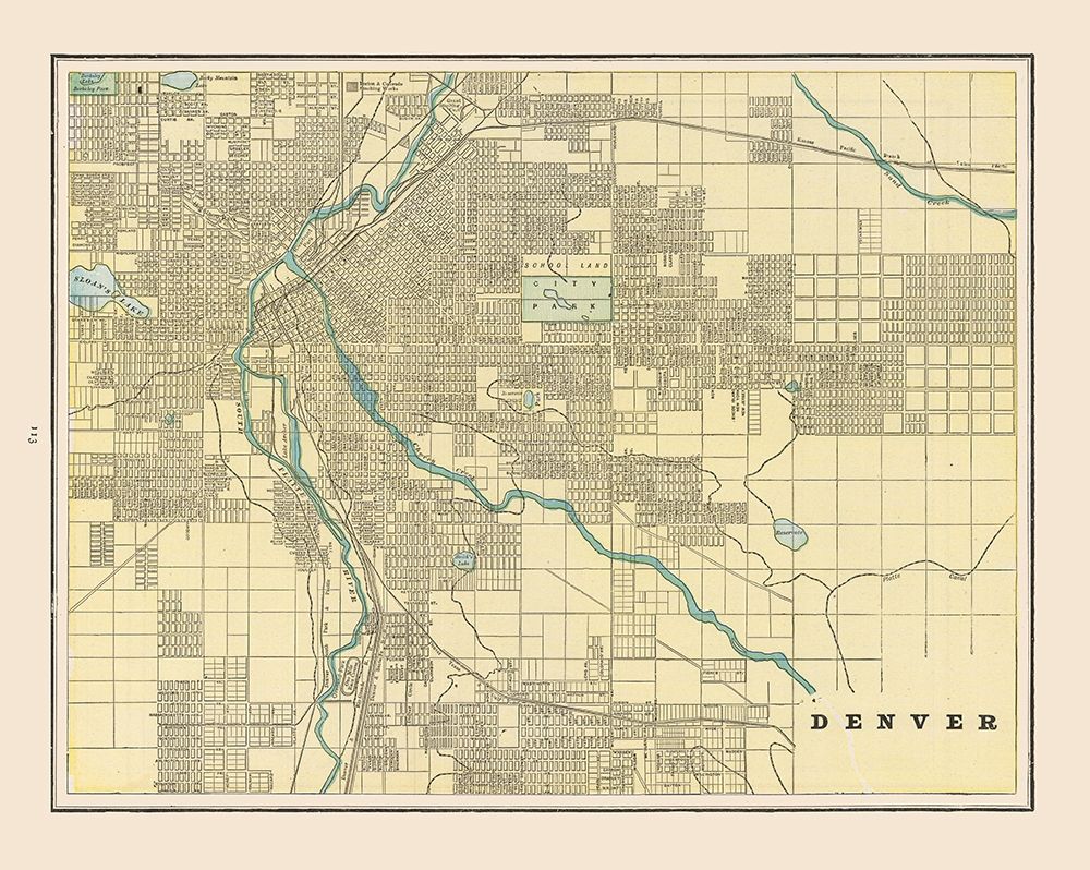 Denver  Colorado - Cram 1892 art print by Cram for $57.95 CAD