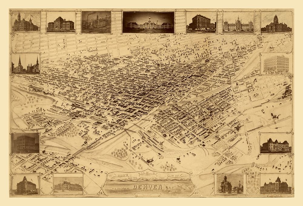 Denver Colorado - Flett 1881 art print by Flett for $57.95 CAD