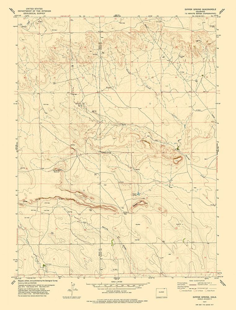 Dipper Spring Colorado Quad - USGS 1977 art print by USGS for $57.95 CAD
