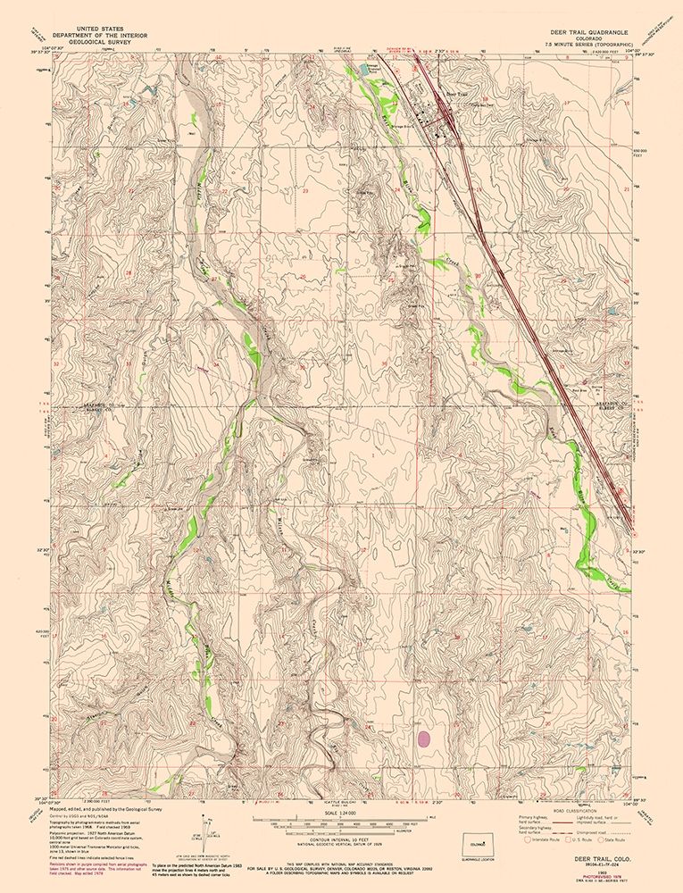 Deer Trail Colorado Quad - USGS 1978 art print by USGS for $57.95 CAD