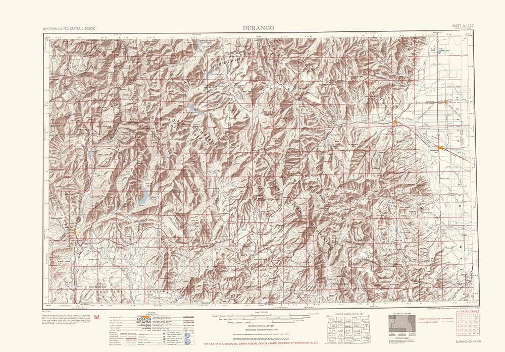 Durango Colorado Sheet - USGS 1953 art print by USGS for $57.95 CAD