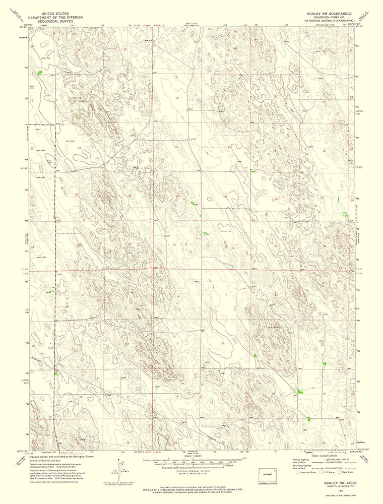 Eckley NW Colorado Quad - USGS 1971 art print by USGS for $57.95 CAD