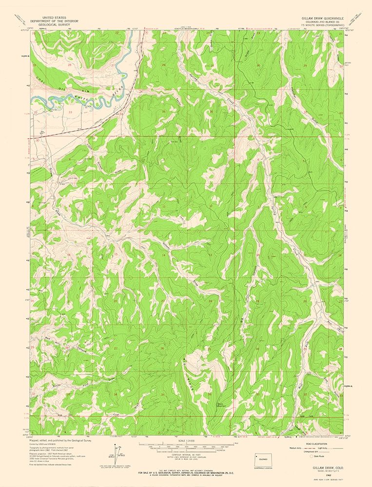 Gillam Draw Colorado Quad - USGS 1962 art print by USGS for $57.95 CAD