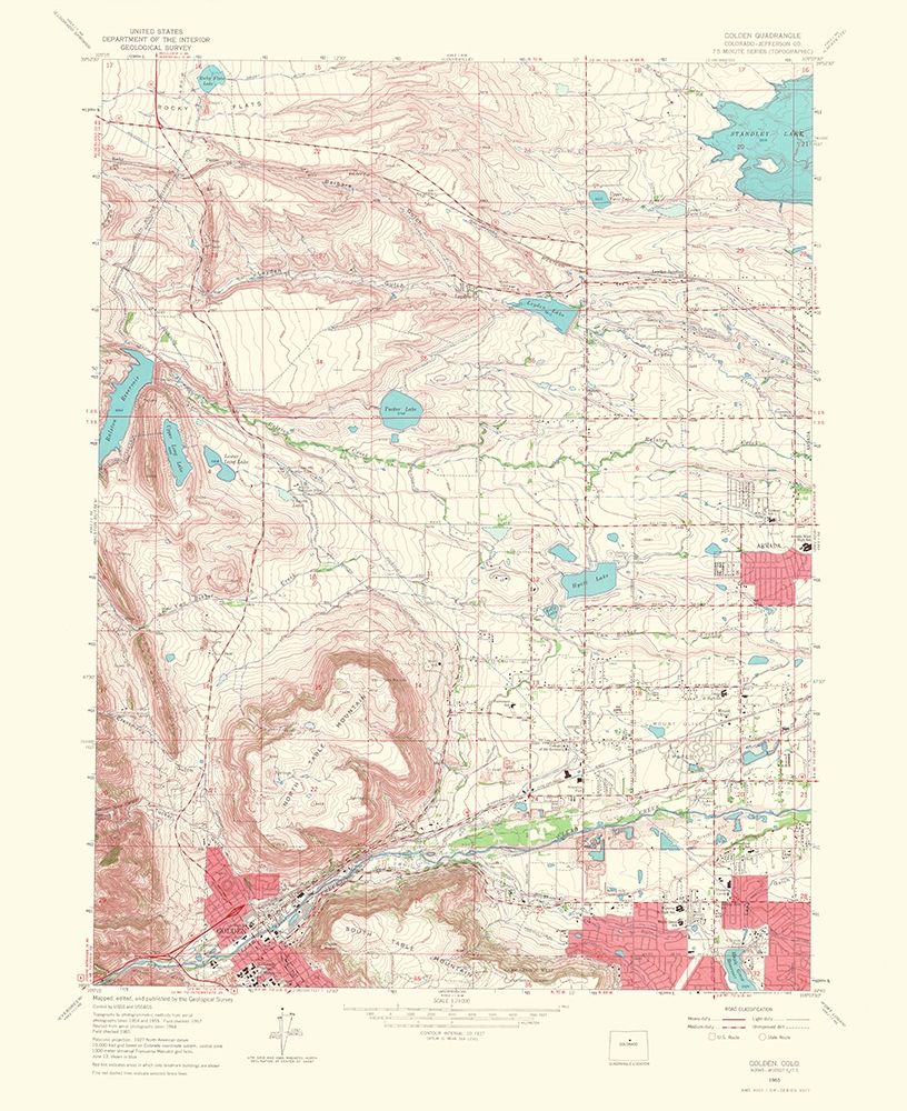 Golden Colorado Quad - USGS 1967 art print by USGS for $57.95 CAD
