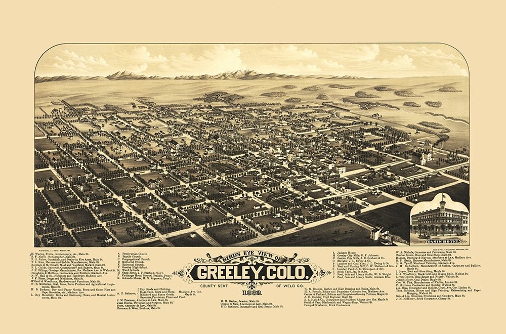 Greeley Colorado - Stoner 1882 art print by Stoner for $57.95 CAD