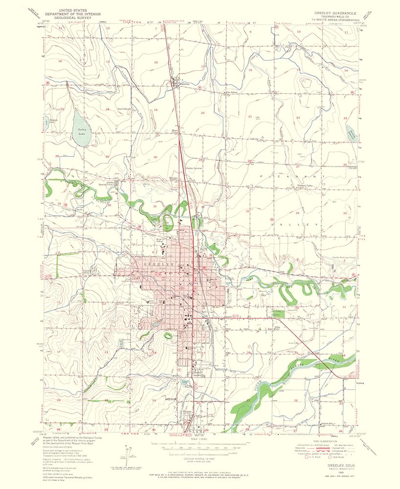 Greeley Colorado Quad - USGS 1965 art print by USGS for $57.95 CAD