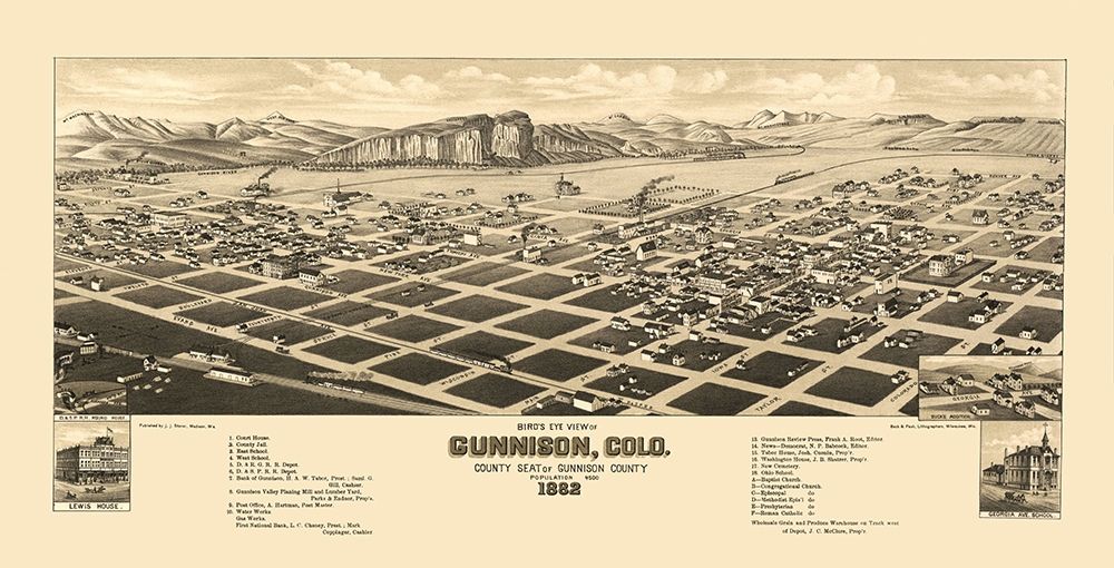 Gunnison Colorado - Stoner 1882 art print by Stoner for $57.95 CAD