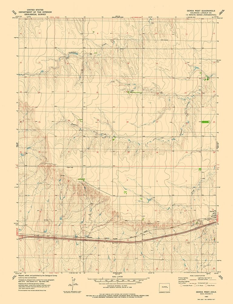 Genoa West Colorado Quad - USGS 1980 art print by USGS for $57.95 CAD